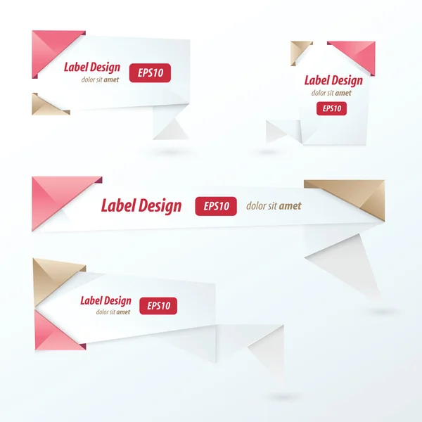Étiquette Origami design, style amour — Image vectorielle