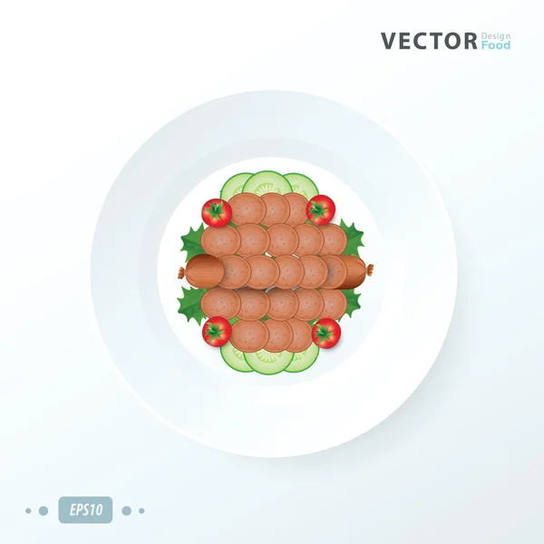 Salada de comida de cachorro quente — Vetor de Stock