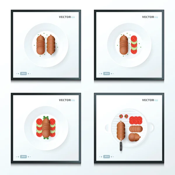 香肠设置的矢量食品集 — 图库矢量图片