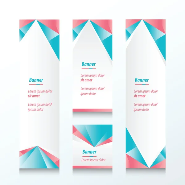 Bannière verticale abstraite triangle rose et bleu — Image vectorielle