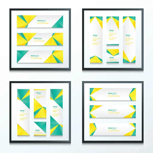 Banner Set Verde y Amarillo — Archivo Imágenes Vectoriales