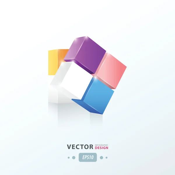 Cubo 3D twist rosa, azul, naranja, color púrpura — Vector de stock