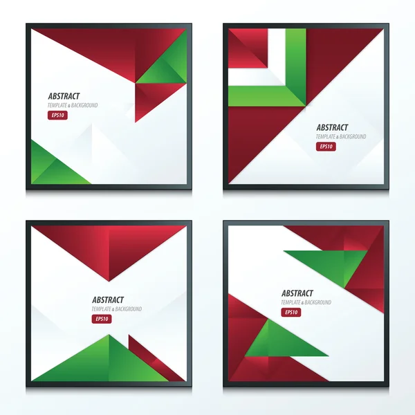 Set von Origami-Stilen rote und grüne Farbe — Stockvektor