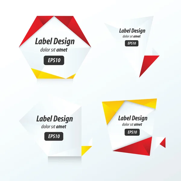 Ensemble de conception vectorielle d'étiquette rouge, jaune, couleur noire — Image vectorielle