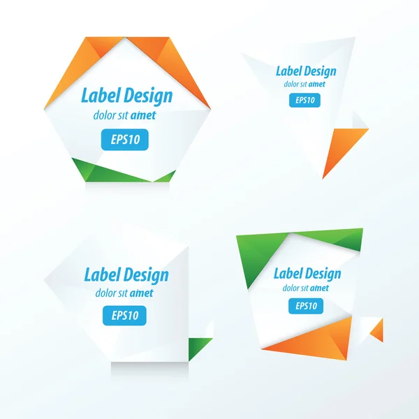 Ensemble de design vectoriel d'étiquettes vert, bleu, orange — Image vectorielle