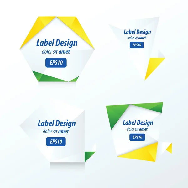 Ensemble de design vectoriel d'étiquettes jaune, bleu, vert — Image vectorielle