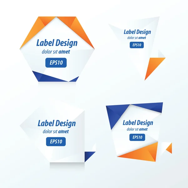 Ensemble d'étiquettes vectorielles Design bleu et orange — Image vectorielle