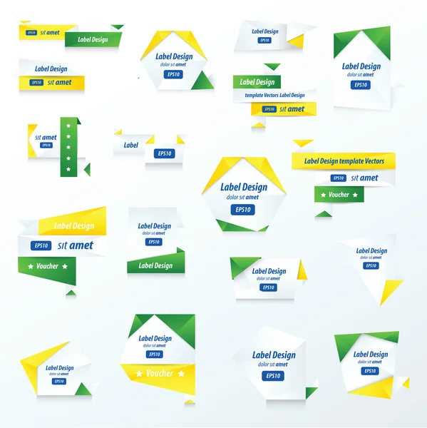 Lot de Collection Label Couleur jaune, bleu, vert — Image vectorielle