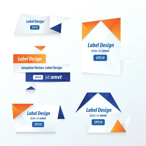 Étiquettes collection set bleu et orange — Image vectorielle