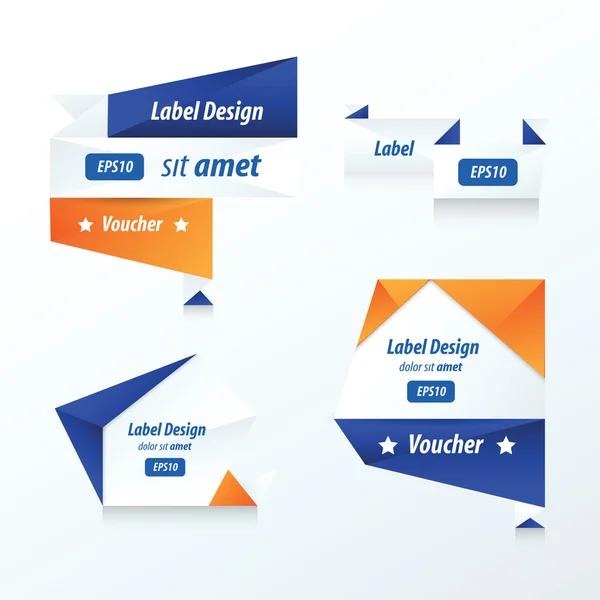 Bannière origami bleu et orange — Image vectorielle