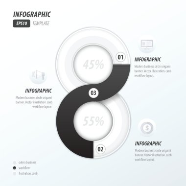 sekiz Infographic 2 renk siyah ve beyaz daire