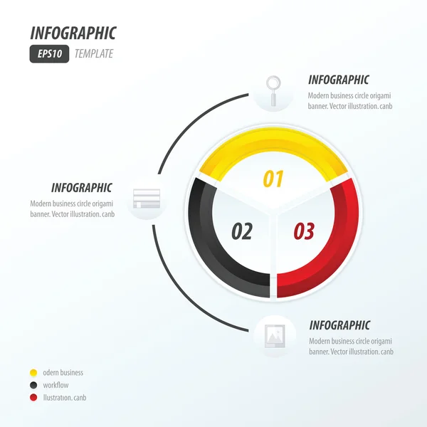 Infográfico círculo amarelo, preto, vermelho — Vetor de Stock