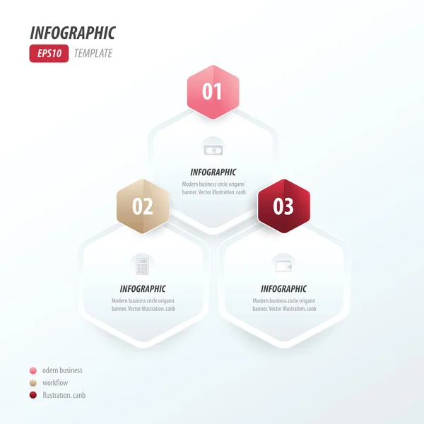 Sześciokąt infographic różowy, czerwony, brązowy — Wektor stockowy