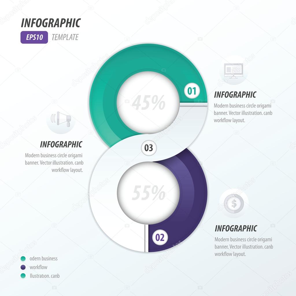 eight circle infographic 2 color violet, blue