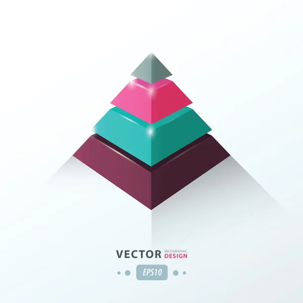 3D firmy Piramida plansza szary, różowy, fioletowy, niebieski kolor — Wektor stockowy