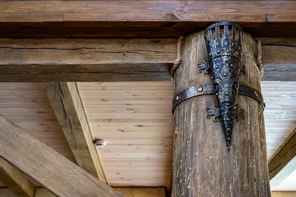 Ancient Torch Wooden Interior Elements Decor Old Style — Fotografia de Stock