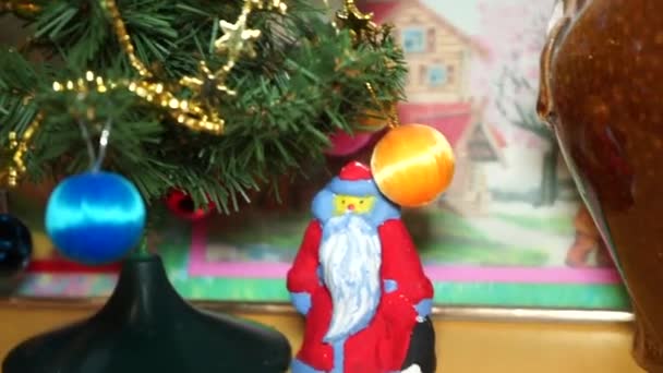 Santa Claus Zabawki Świąteczne Choince — Wideo stockowe