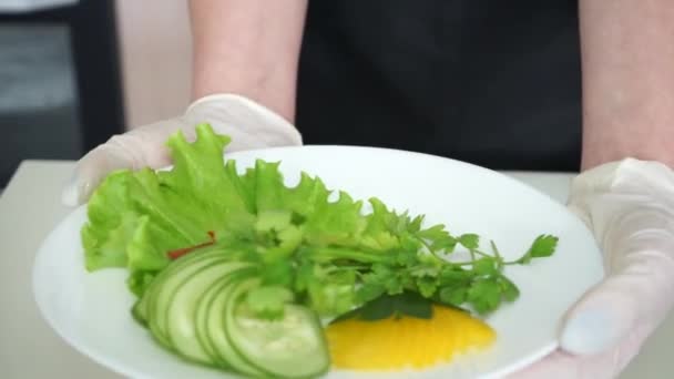 Cozinhe Prato Bem Servido Legumes — Vídeo de Stock