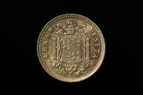 圣胡安老鹰铸成的佩泽塔旧币 上面有佛朗哥西班牙国徽 — 图库照片