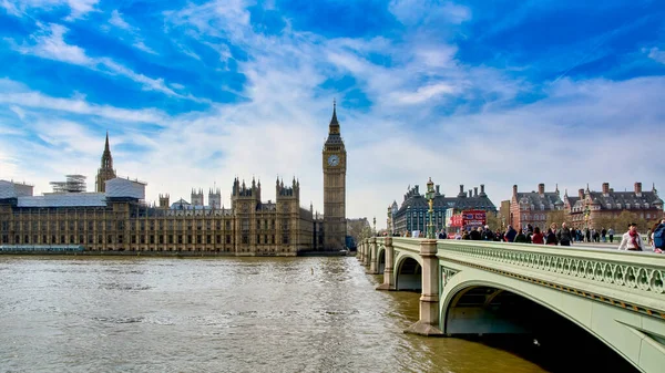 Londres Inglaterra 2016 Casas Del Parlamento Palacio Westminster Cubiertas Lonas — Foto de Stock