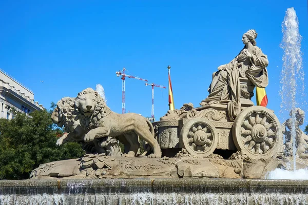Madrid Espanha 2021 Fonte Deusa Grega Cibeles Com Uma Escultura — Fotografia de Stock
