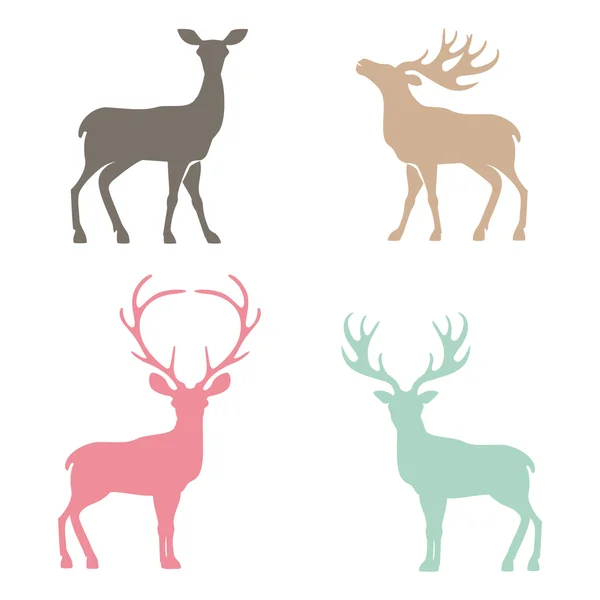 Various silhouettes of deer . — Stock Vector