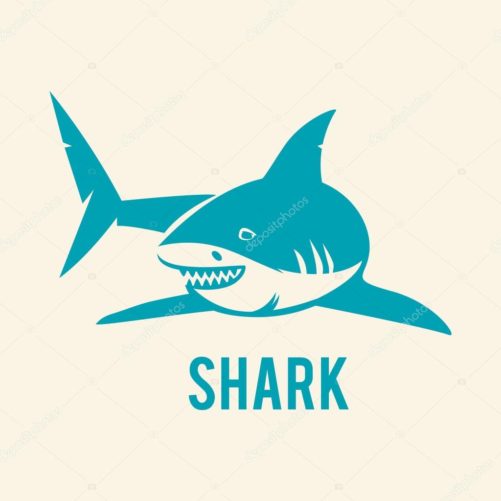 Great white shark logo sign emblem vector illustration on white background