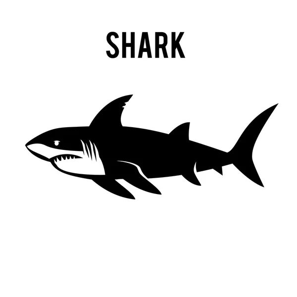 Velký bílý žralok znak logo na bílém pozadí. — Stockový vektor
