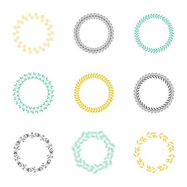 Conjunto de coronas de laurel circulares silueta . — Archivo Imágenes Vectoriales