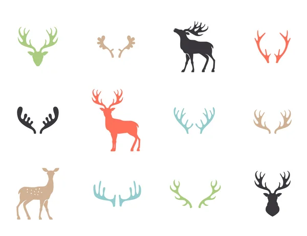 Deer collection - vector silhouette. — Stock Vector