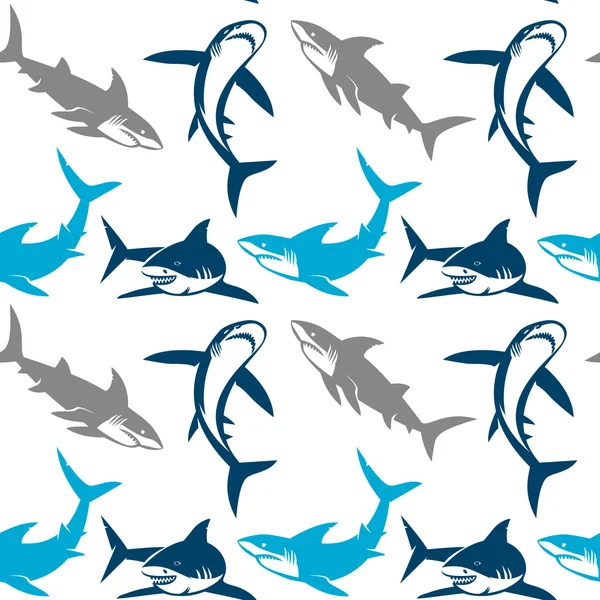 サメのシルエットのシームレス パターン. — ストックベクタ