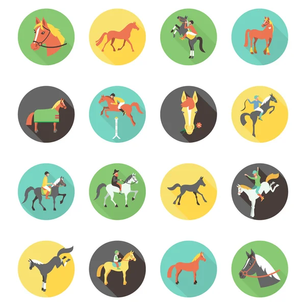 Vector paard pictogrammen instellen. wilde paarden. — Stockvector