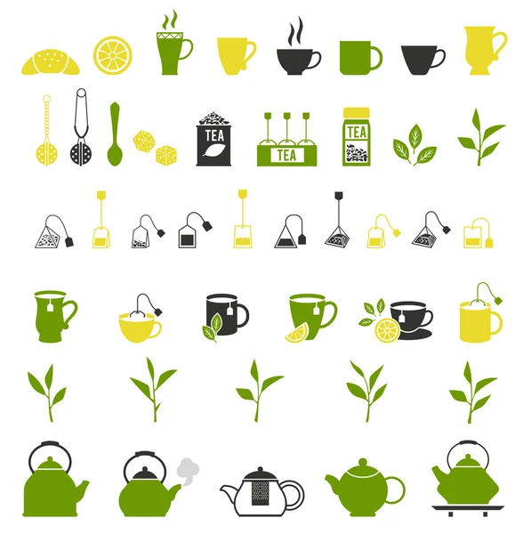 Iconos de té. Conjunto de macetas — Archivo Imágenes Vectoriales