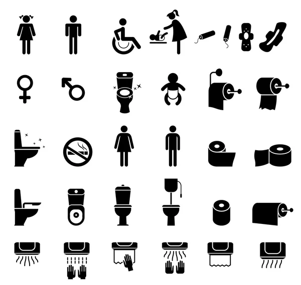 De pictogrammen van het toilet. Badkamer. — Stockvector