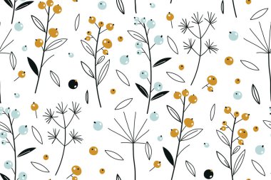 Kusursuz Noel desenli ladin dalları, yeşil yapraklar ve meyveler. Mevsimlik tasarımları olan bir dizi kusursuz Noel dokusu. Noel tekstil ürünleri, afişler, ambalajlar, duvar kağıtları için harika. Yeni Yıl.