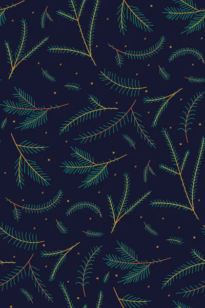 Seamless pattern with Christmas tree branches. Surface design for textile, fabric, wallpaper, wrapping, giftwrap, paper, scrapbook and packaging. Winter seamless pattern with christmas trees. — 스톡 벡터