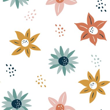 Çiçek ve yapraklı, el çizimi arka planda soyut, pürüzsüz desen. Çiçek desenleri topluyorum. Defterler, planlamacılar, broşürler, kitaplar, kataloglar için. Bahar, yaz, romantik çiçek bahçesi..