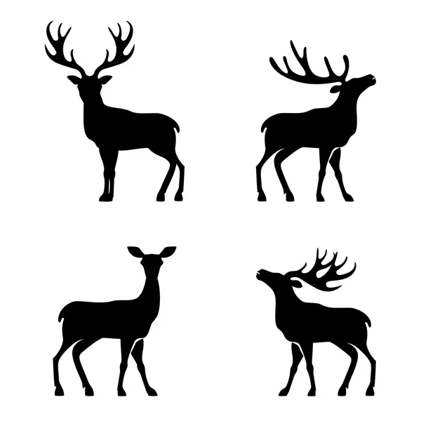Colección de ciervos - silueta vectorial — Vector de stock