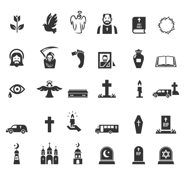 Iconos funerarios — Vector de stock