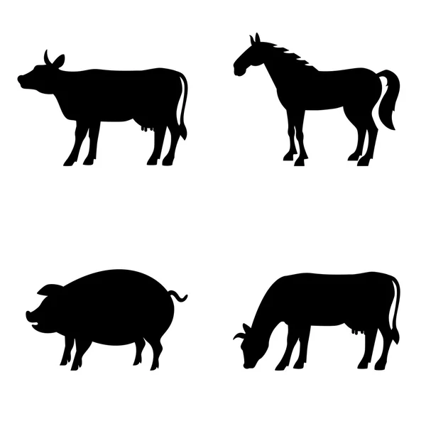 Gårdens djur vektor set. boskap. — Stock vektor