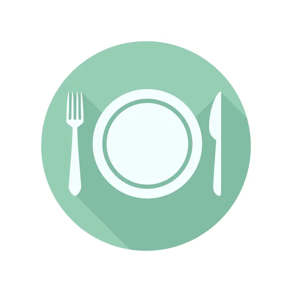 Flat ikonen av plattan gaffel och kniv — Stock vektor