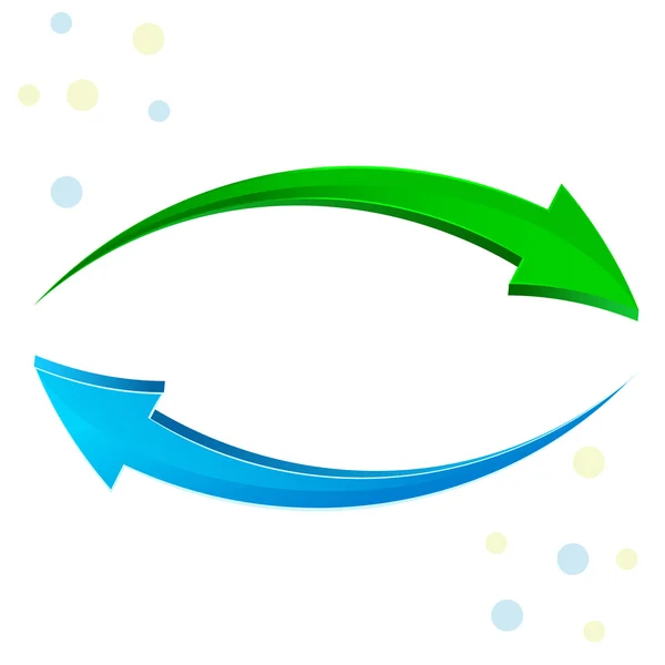 Zielone, niebieskie strzałki 3d. — Wektor stockowy