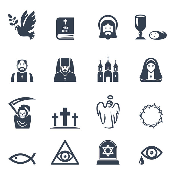 Vector black religion icons set 