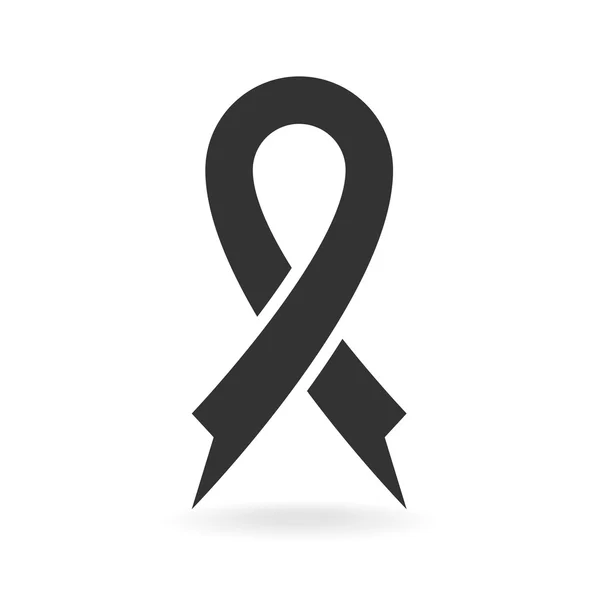 Black awareness ribbon on white background. — Stock Vector