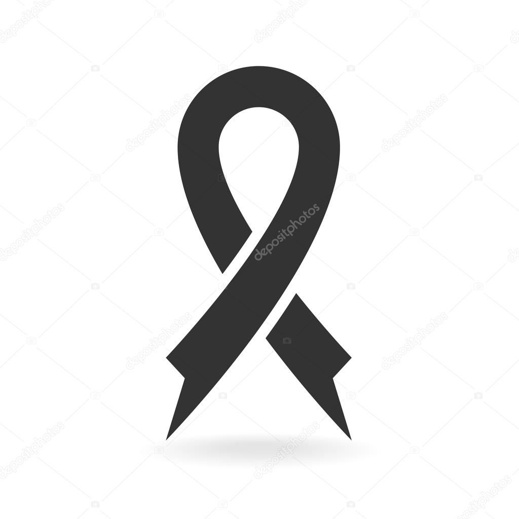 Black awareness ribbon on white background.