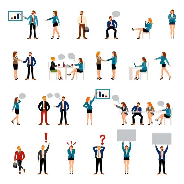 Estilo plano gente de negocios figuras iconos . — Vector de stock