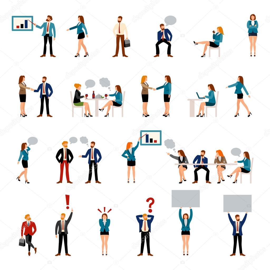 Flat style business people figures icons.