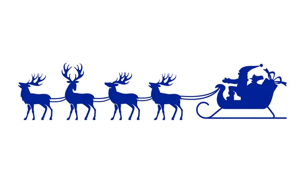 Силуэт Санта-Клауса с оленями . — стоковый вектор