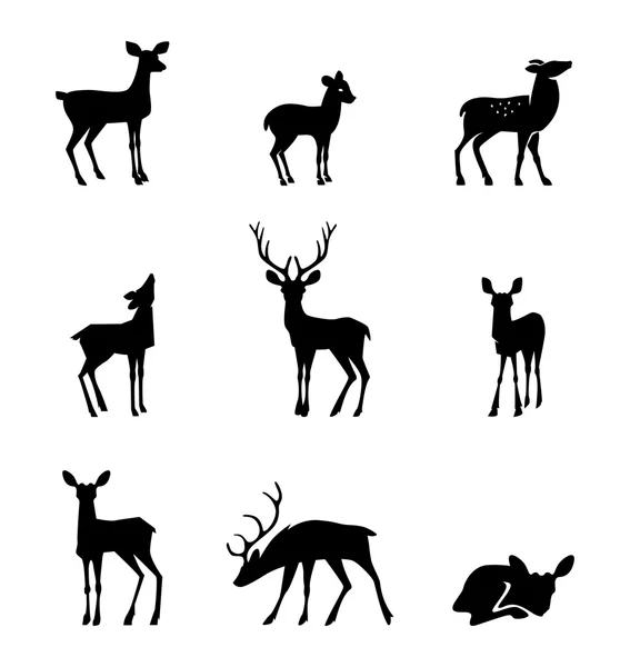 Silhouette deer on white background — Stock Vector