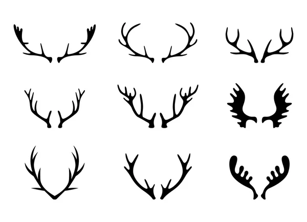 Hand Drawn Deer Antlers Vectors. — Stock Vector